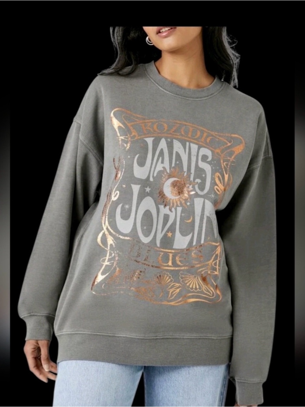 Forever 21 Olive Green Janis Joplin Graphic Sweatshirt